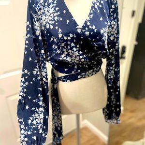 BCBG silk wrap top - never worn